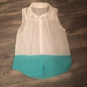 5 for $25 Sheer cream and teal top